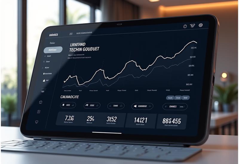 Sleek digital interface showing a tech investment portfolio