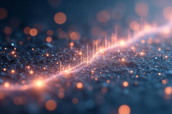 An abstract visualization of AI-driven design, with glowing neural networks connecting luxury materials and digital interfaces.